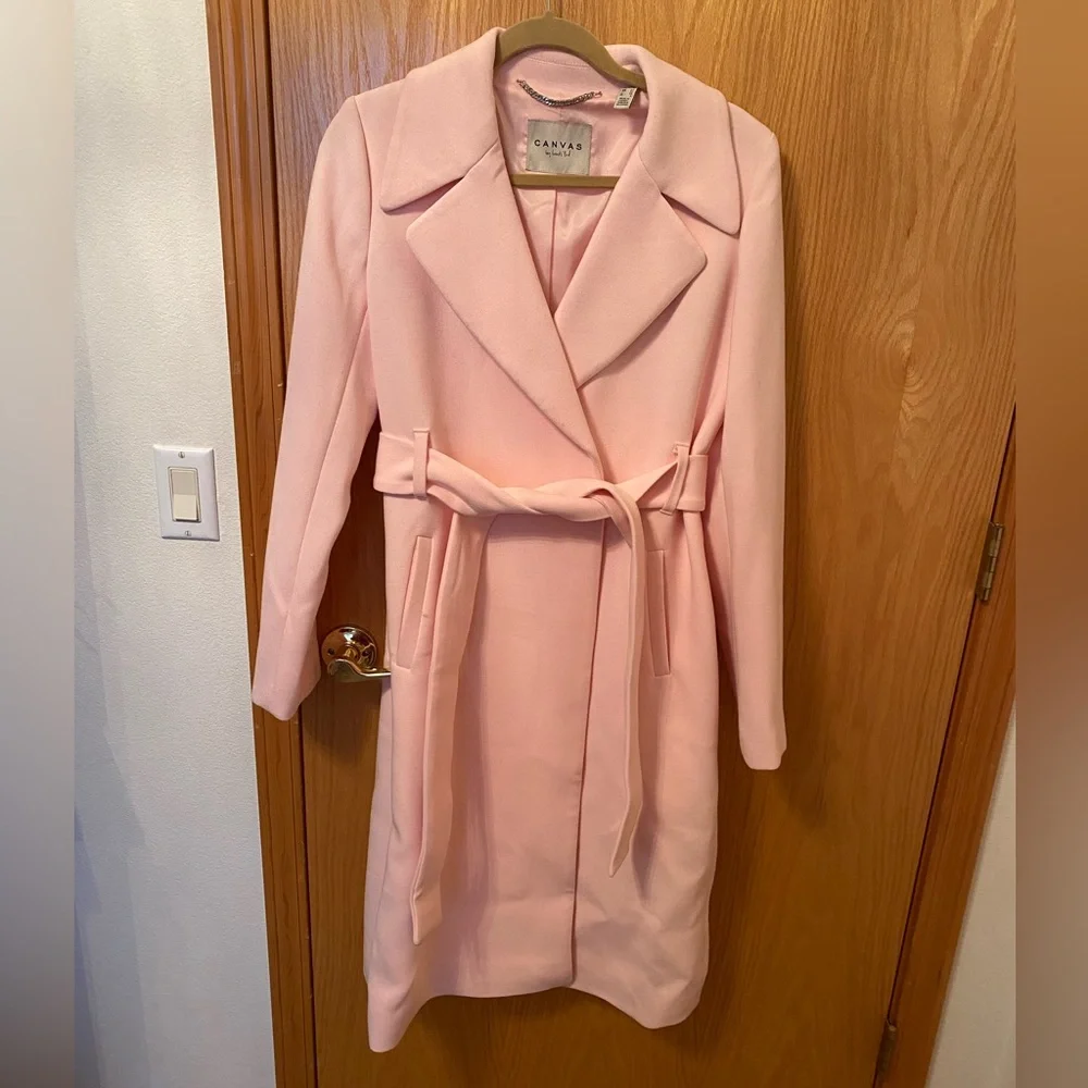 Nwot! Canvas by lands end size 4 light pink thick trench coat - Picture 1 of 6
